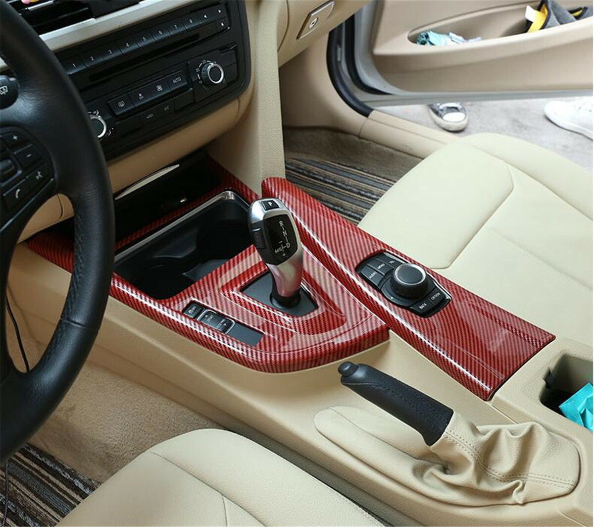 Red Carbon ABS Central Control Gear Shift Trim for BMW 3 4 Series F30 GT 2013-19