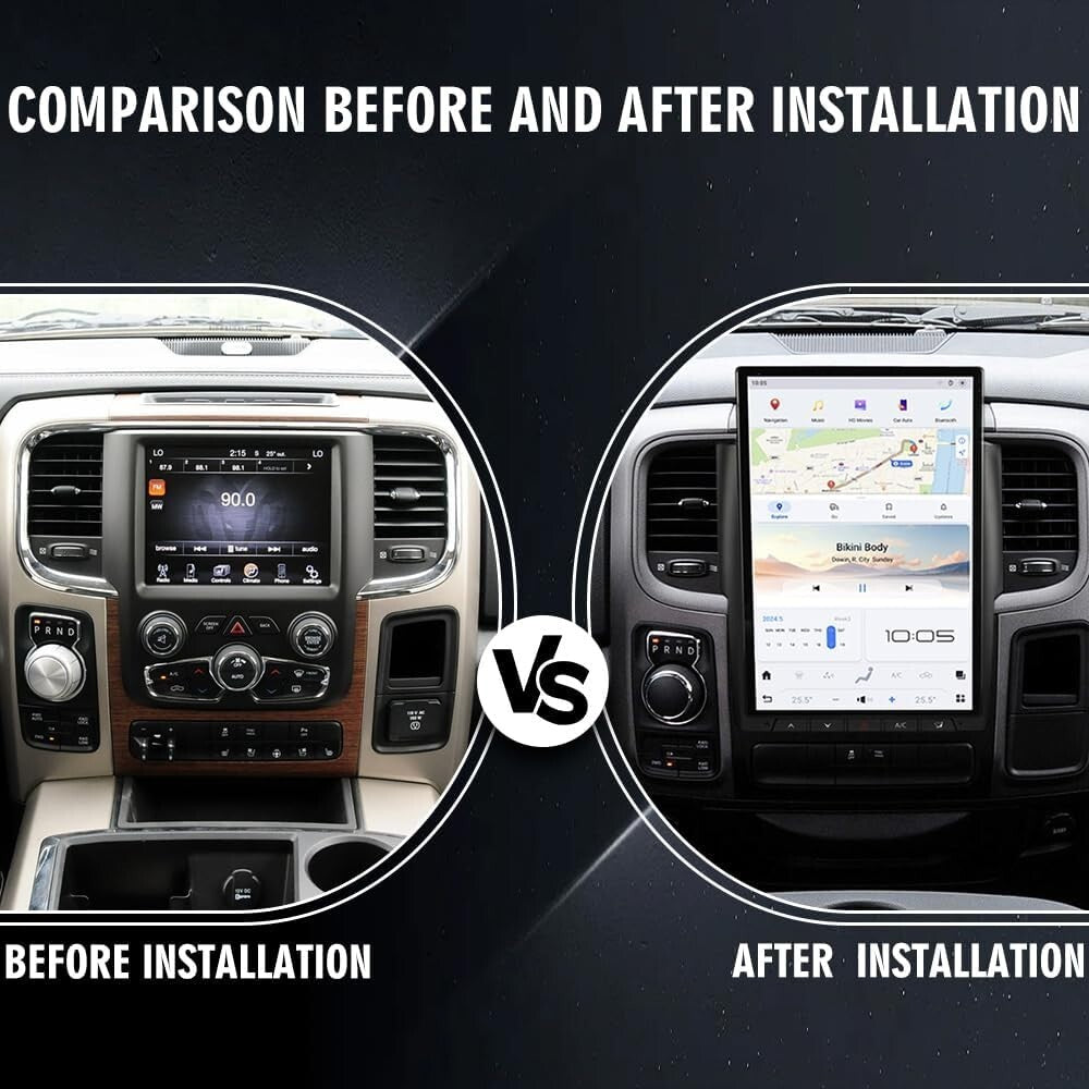 14.4 Android 13 for Tesla Vertical Screen CarPlay GPS Radio for Dodge for Ram 2013-2019