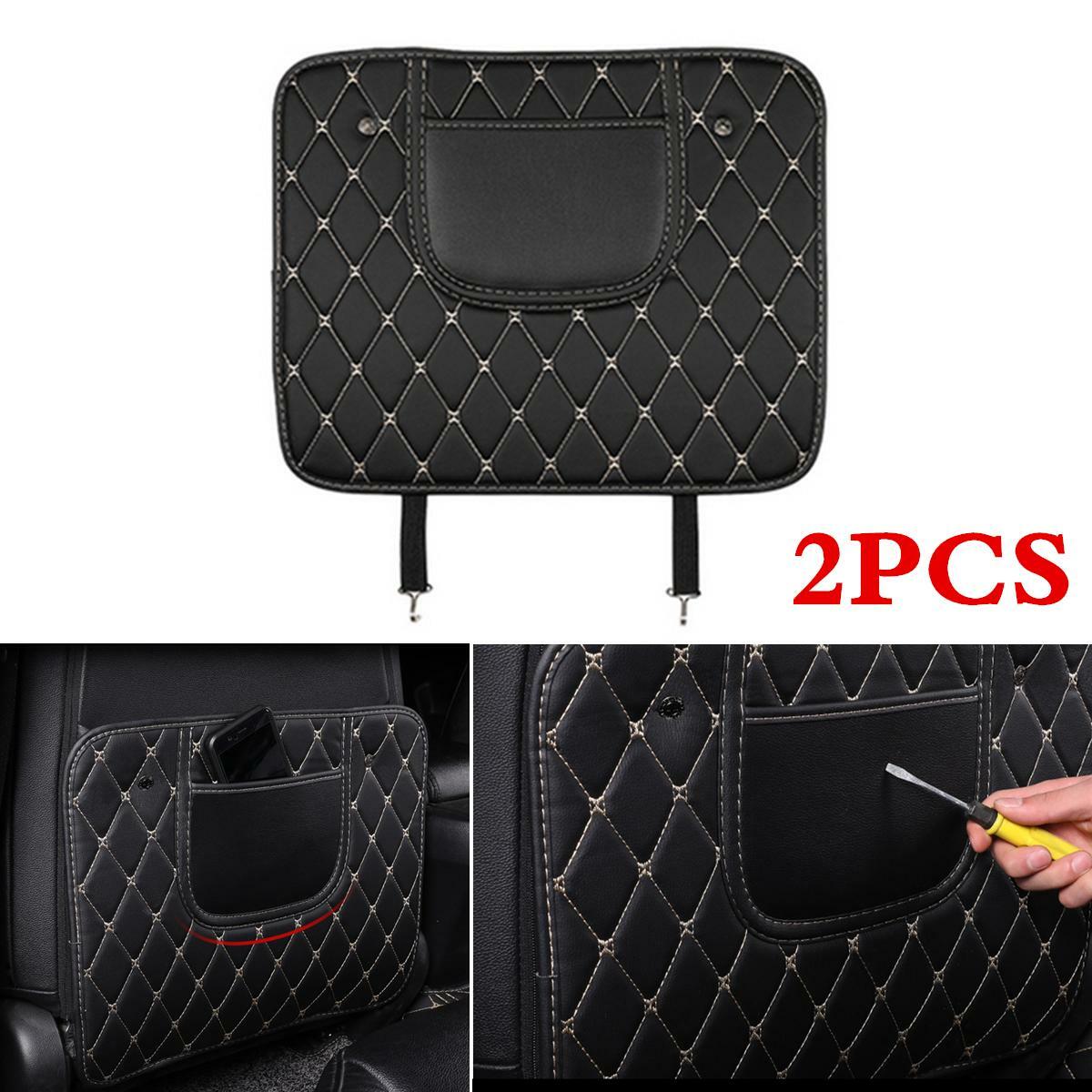 PU leather protective cover, scratch-resistant black car for seat back kick - n