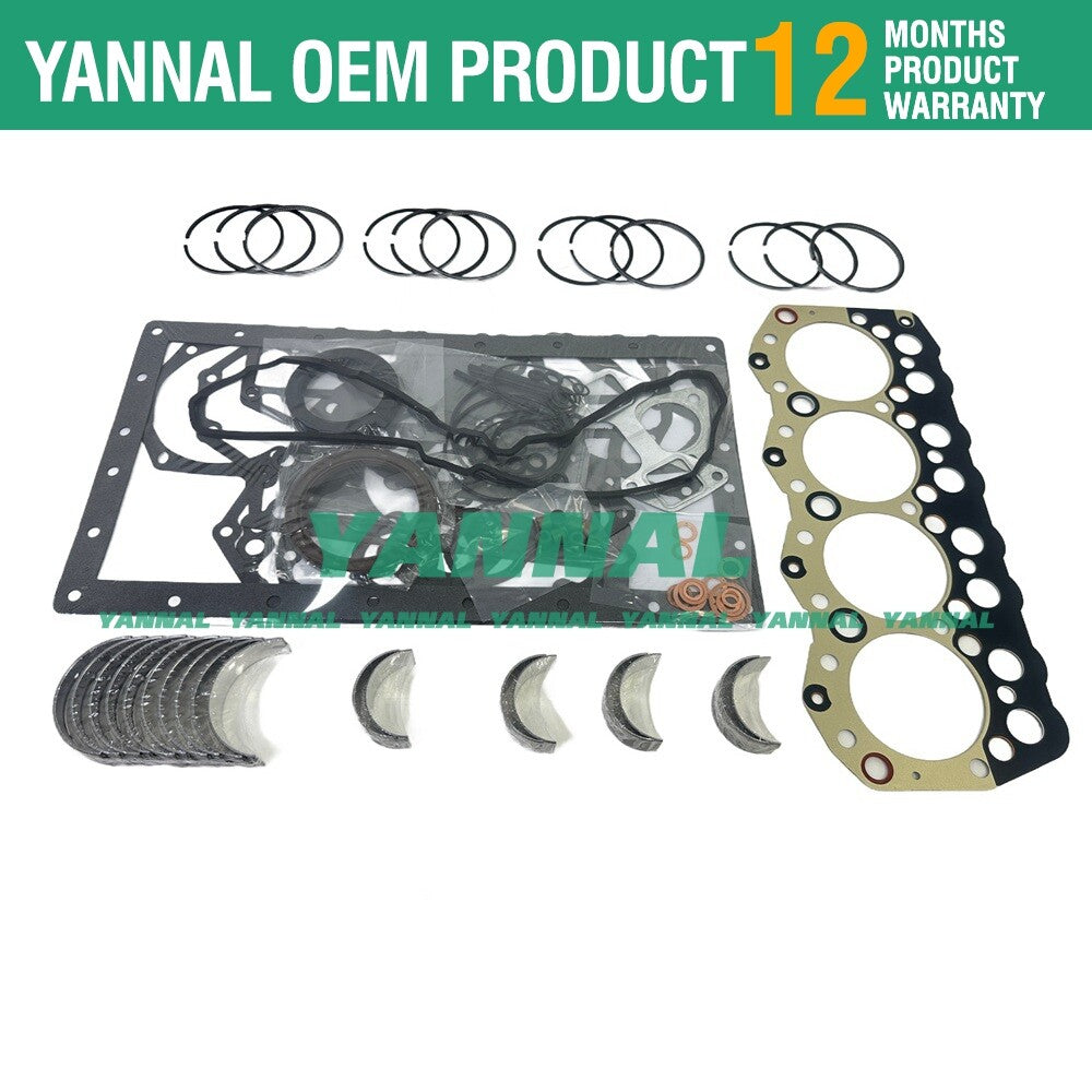 Gasket kit + 4 piston rings + bearing kit for Caterpillar 3044C 262C slip steering system