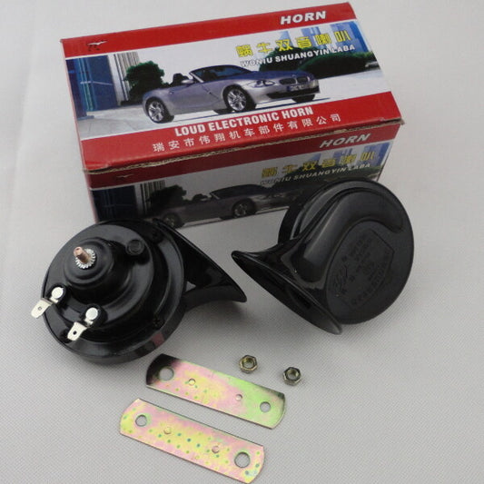 1 Pair Horn Loud Dual-Tone Electric Snail Horn Kit 12V 110 dB For Car Truck SUV v