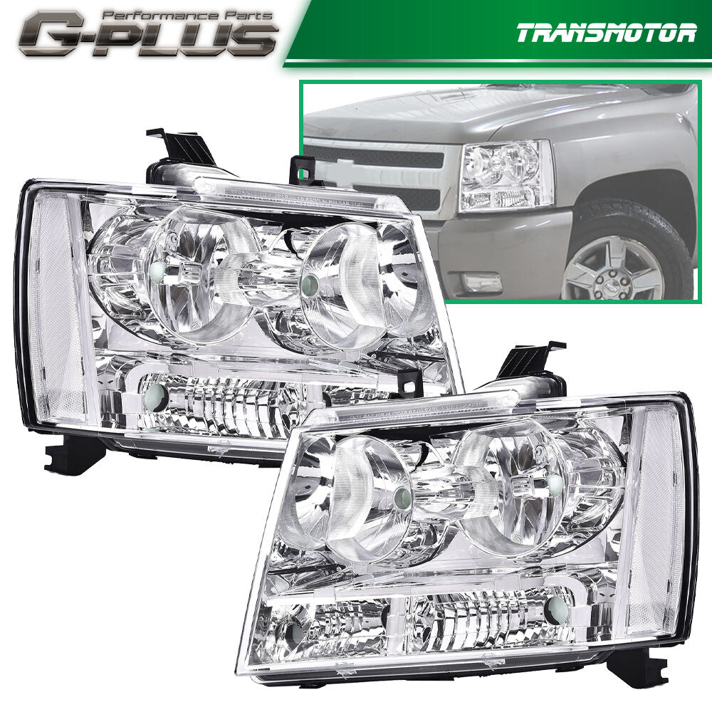 Suitable for 2007-2014 Avalanche Suburban Tahoe chrome headlights- v
