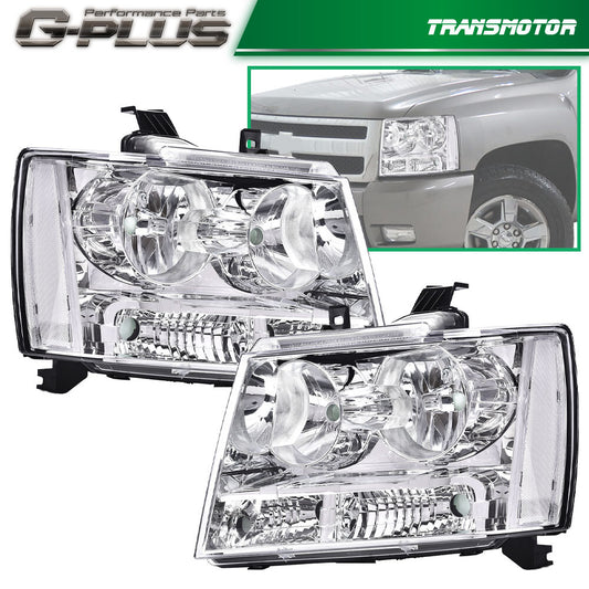 Suitable for 2007-2014 Avalanche Suburban Tahoe chrome headlights- v