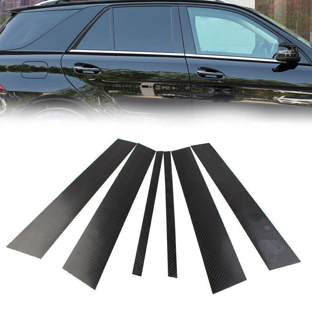 for Benz GLE 2015-19 Carbon Fiber Pillar Posts Door Window Molding Strip Trim 6P