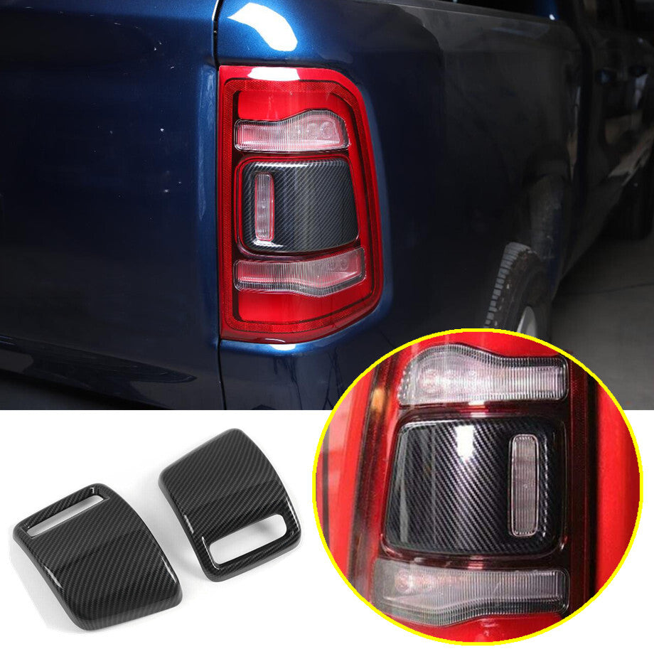 For 2019-2022 for Dodge for RAM 3500 ABS Carbon Fiber Rear Tail Light Cover Trim Panel2* v