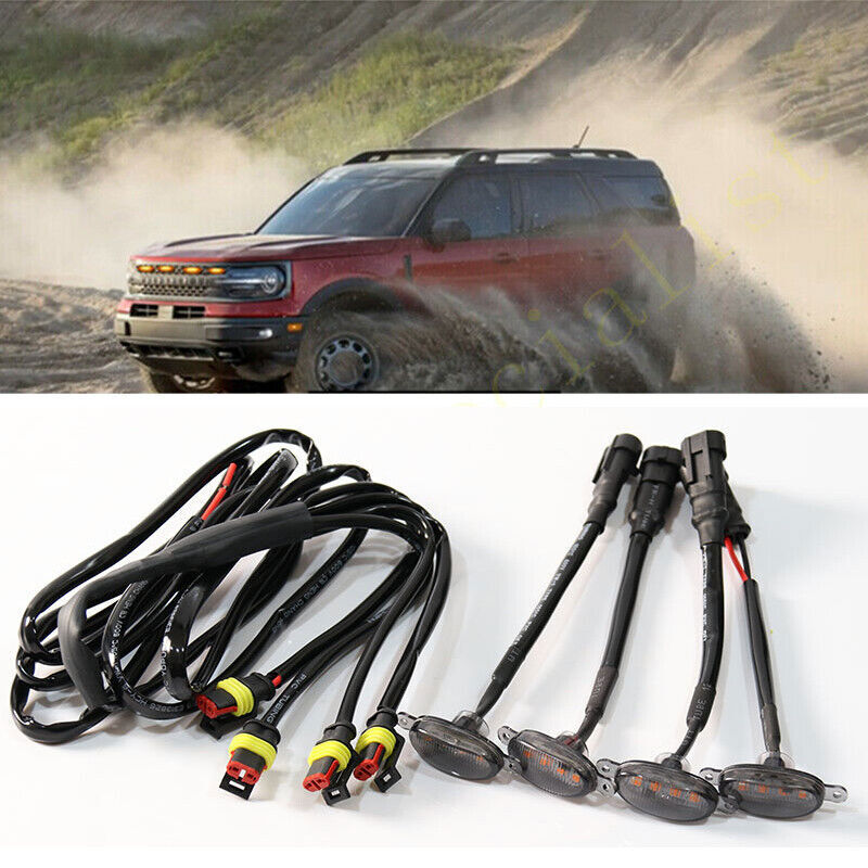 4pcs  for ford  Bronco Sport 2021-2023 Front Grille LED Light Style Trim Q