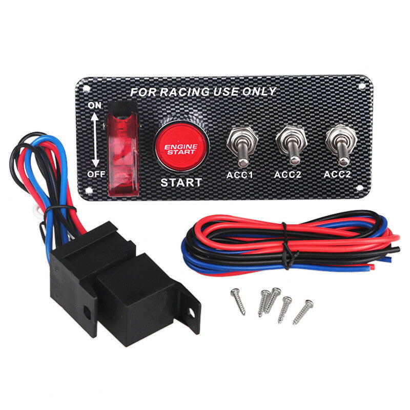 Multifunction Car Ignition Carbon Fiber Panel Engine Start Push Button Toggle