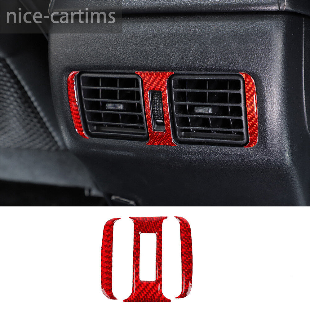 3¡ÁRed Carbon Fiber Rear Air Vent Outlet Switch Trim For Toyot@ 4Runner 2010-2023