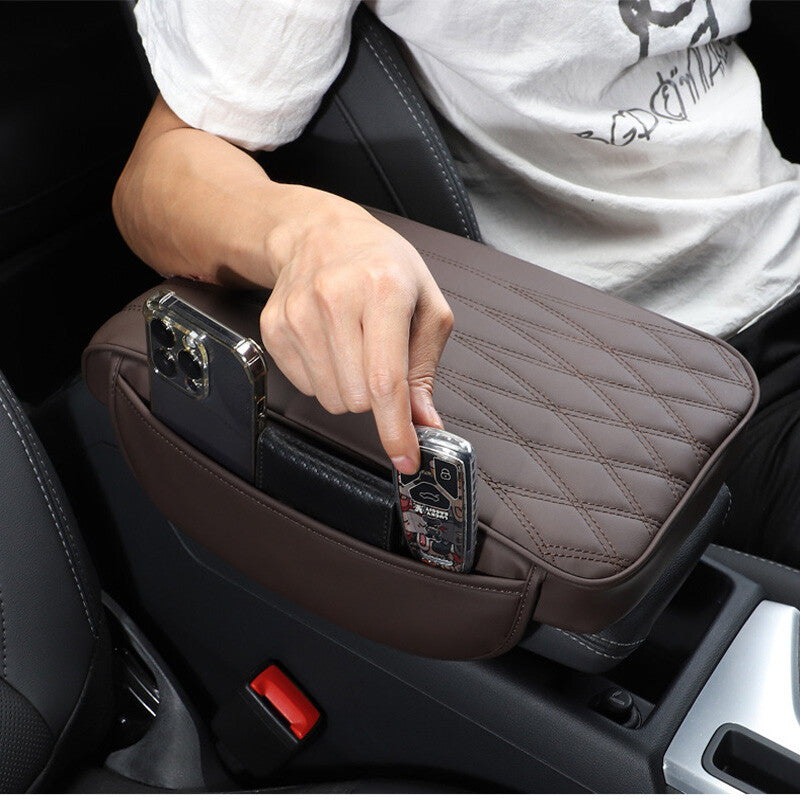 Universal Car Armrest Cushion Protector Cover Center Console Box Mat with Storage Pockets n