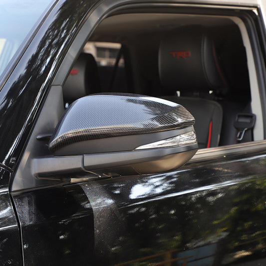 for Toyota 4Runner 17-23 Side Mirror + for Smart Door Handle Cover Trim Carbon Fibe