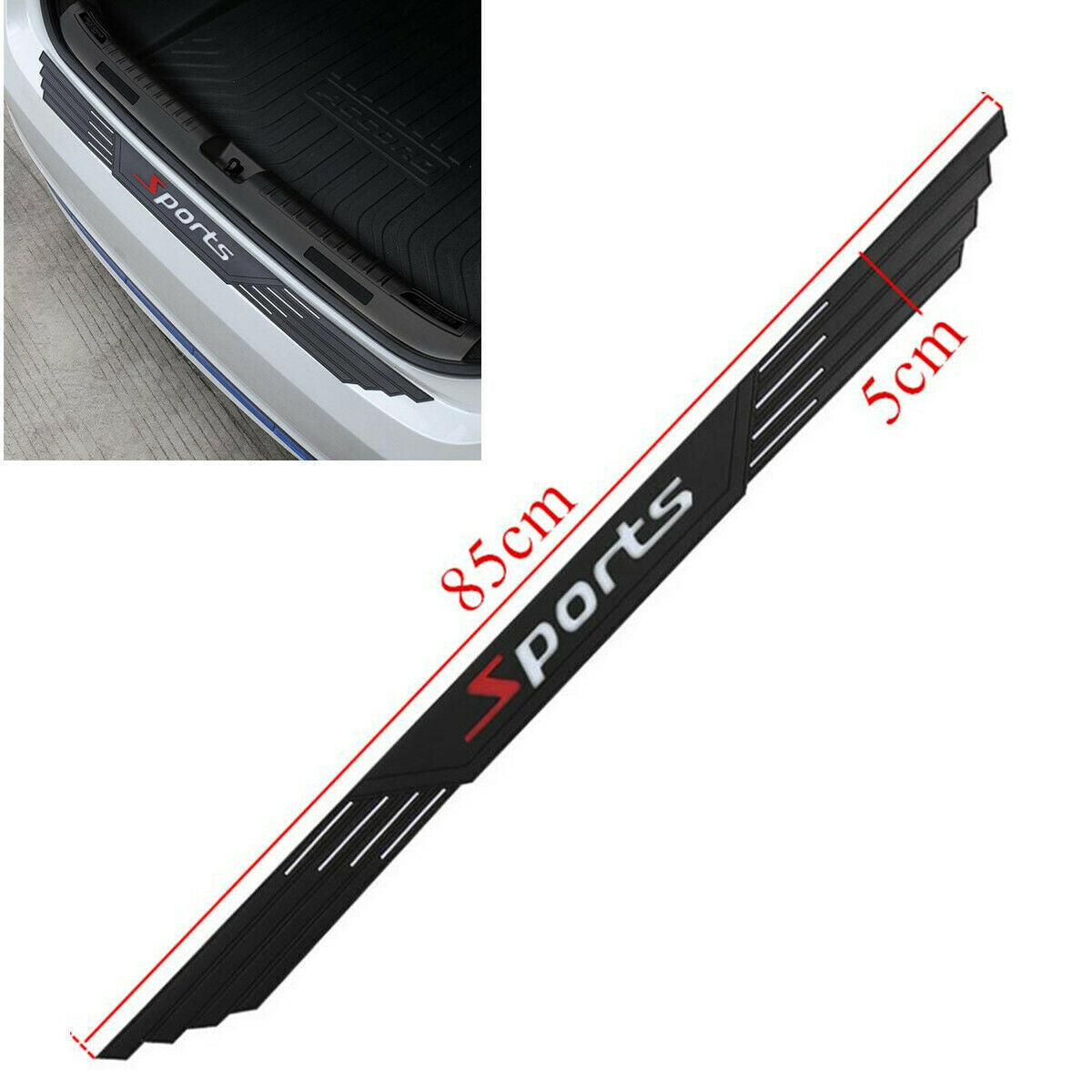 Car Rear Bumper Protector Rubber Trim Strip Trunk Sill Guard Scratch Pad Cover