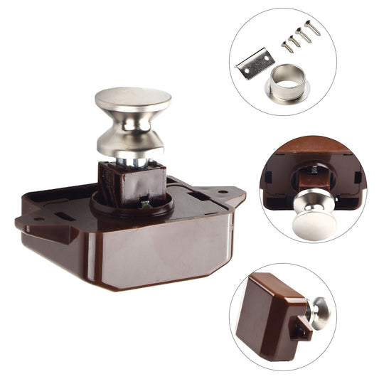 Push Button Latch Knob Catch Lock For RV Drawer Cupboard Door Caravan Cabinet Q