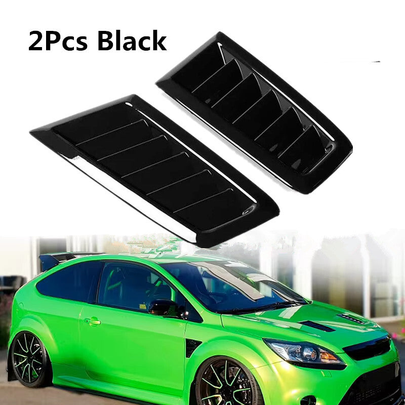 2Pc Car Bonnet Vent Engine Hood Intake Outlet Cover Panel Cooling Air Vent Trim