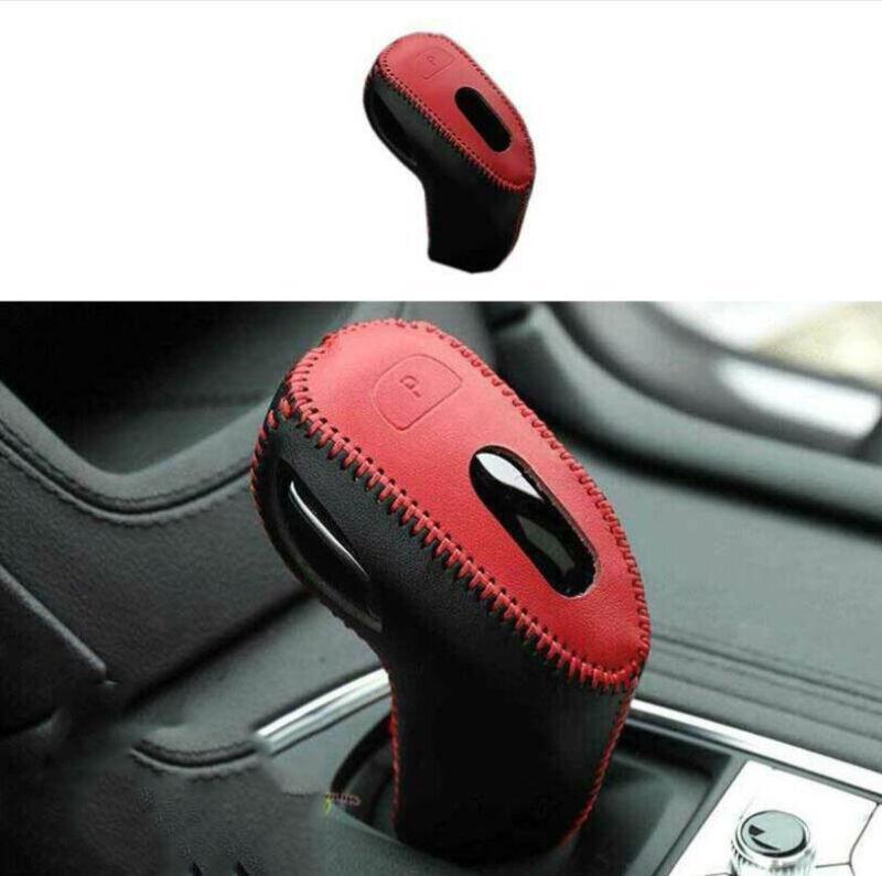 Car for Cadillac XT5 20-22 Red-Black Leather Gear Shift Knob Shifter Lever Trim