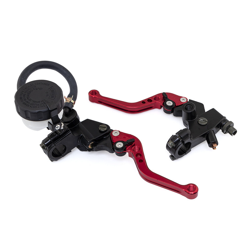 Universal 7/8 22mm Motorcycle Brake Clutch Levers Master Cylinder Reservoir Set Q