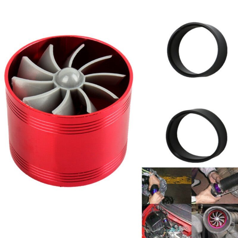 US 2.5-2.9Air Intake Turbonator Single Fan Turbine Fuel Saver Supercharger Red v