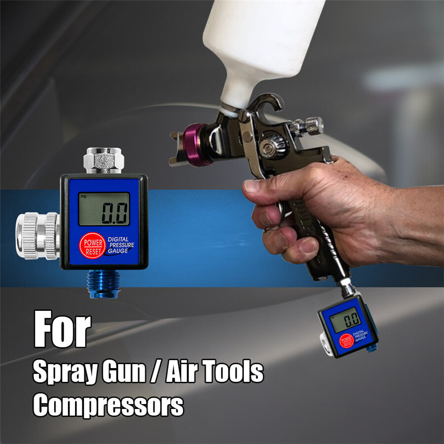 1/4 Spray Gun Digital Paint Air Pressure Regulator Gauge Water Trap Filter Tool
