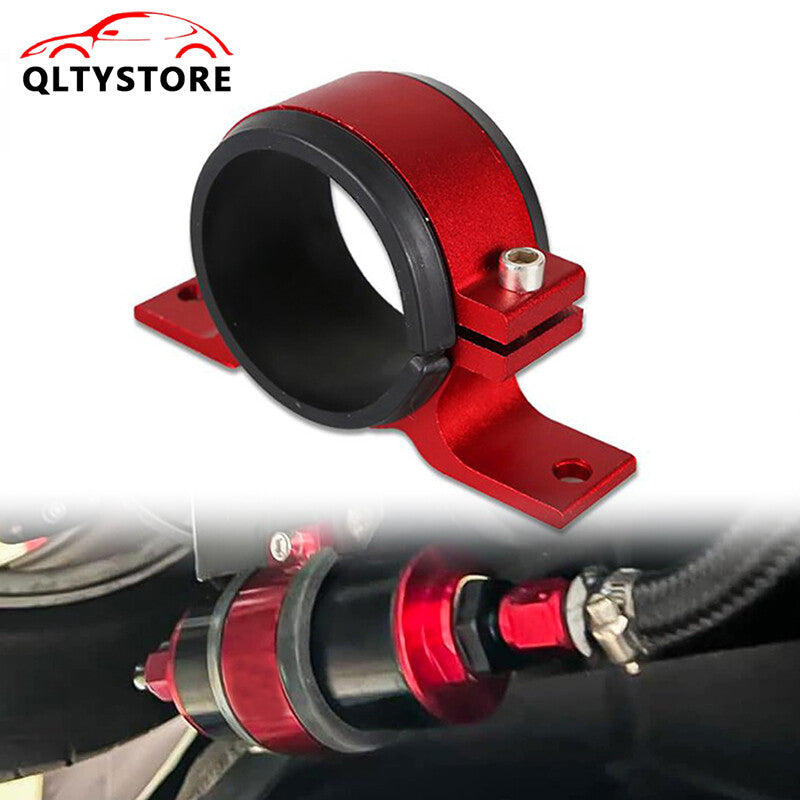 50mm Aluminum Inline Fuel Pump or Filter Mounting Bracket Mount Clamp Red
