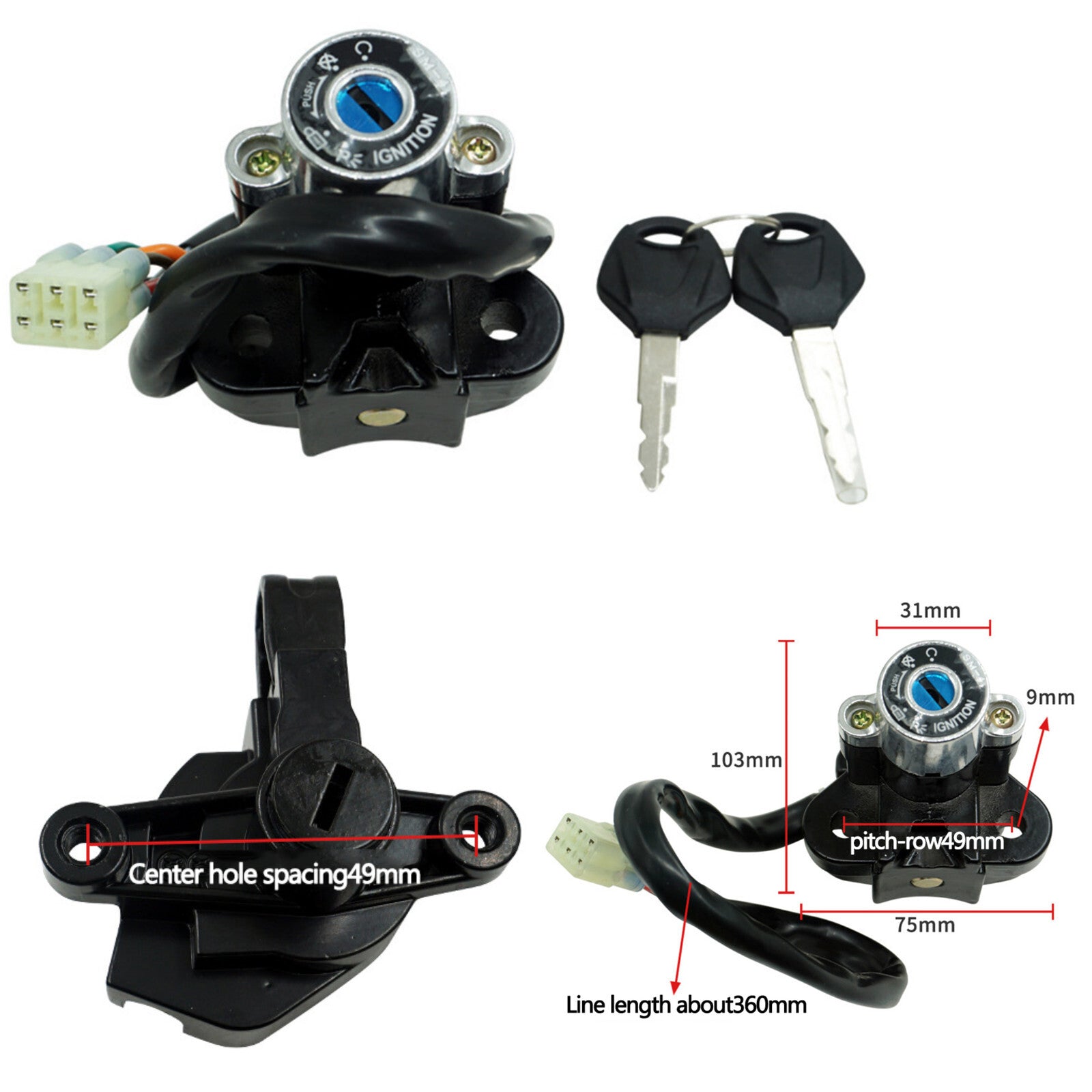 Aluminium Alloy Universal Motorcycle Modified Ignition Key Lock Set Kit Switch Q