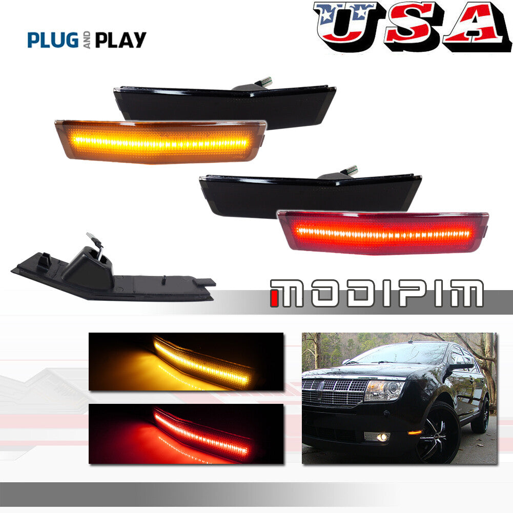 4-piece smoke lens LED side marker light suitable for 07-10 for Lincoln MKX front amber and rear red- v