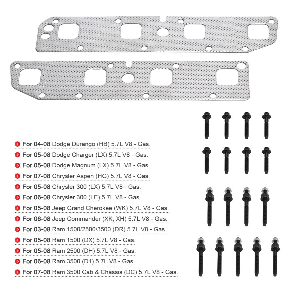 Exhaust Manifold Gasket Bolts Stud For 03-08 for Ram for Dodge for Chrysler for Jeep 5.7L V8 Gas