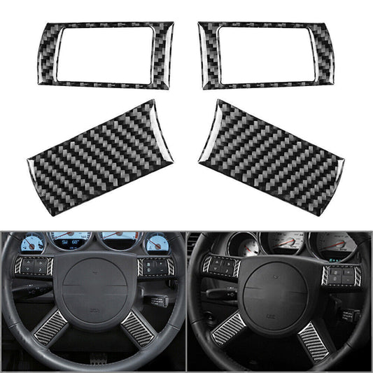 4 Pcs Steering Wheel Button Cover Trim Carbon Fiber for Dodge for Challenger 2008-10