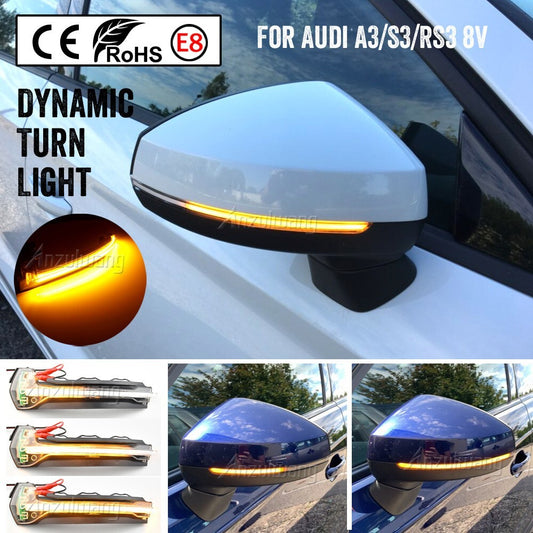 Dynamic LED Turn Signal Lamp Wing Side Mirror Light for Audi A3 8V