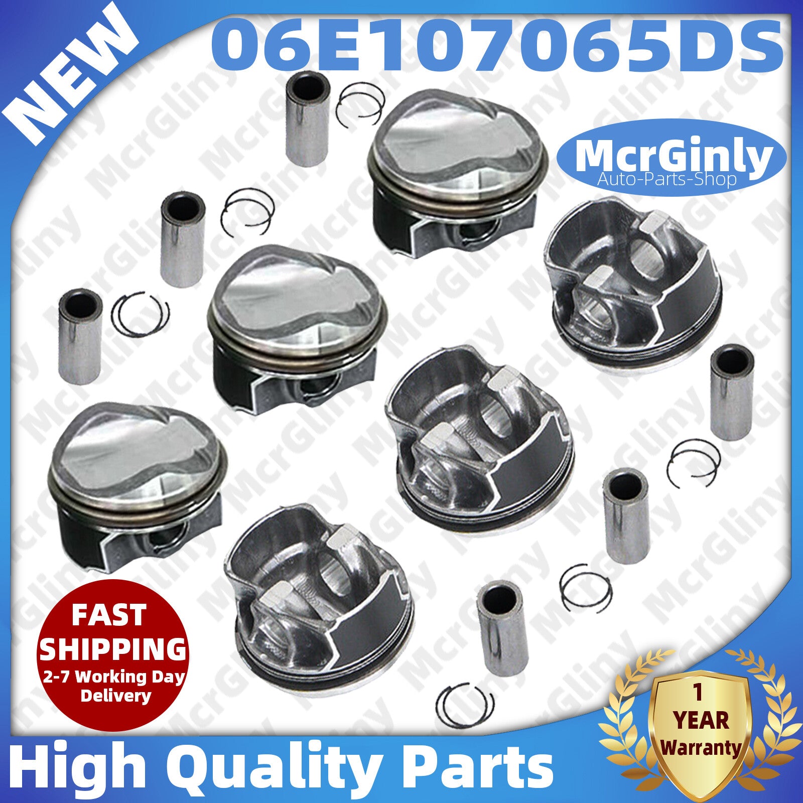 6-Piece Piston and Ring Set 06E107065DS 06E107066DS for Audi A4 A5 A6 A7 for A8 Q7 3.0T n