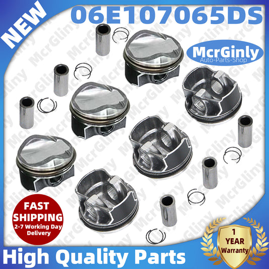 6-Piece Piston and Ring Set 06E107065DS 06E107066DS for Audi A4 A5 A6 A7 for A8 Q7 3.0T n