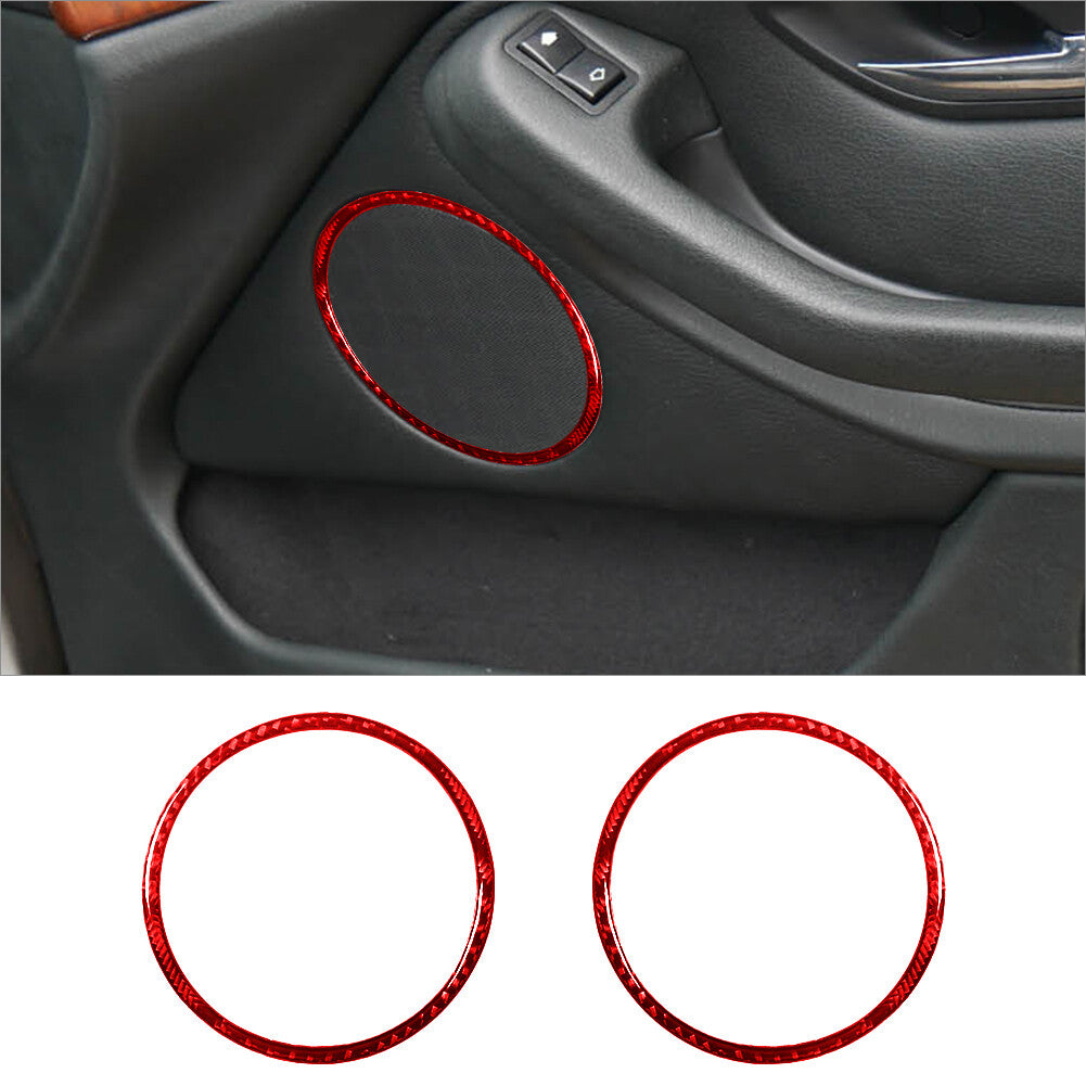 Red carbon fiber interior front door speaker cover trim for BMW 5 Series E39 M5