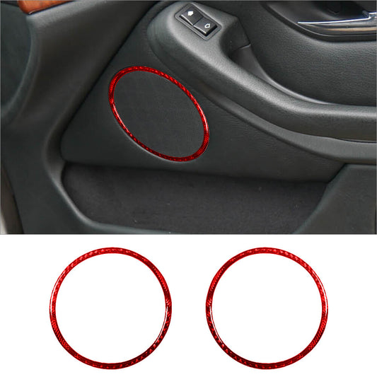 Red carbon fiber interior front door speaker cover trim for BMW 5 Series E39 M5