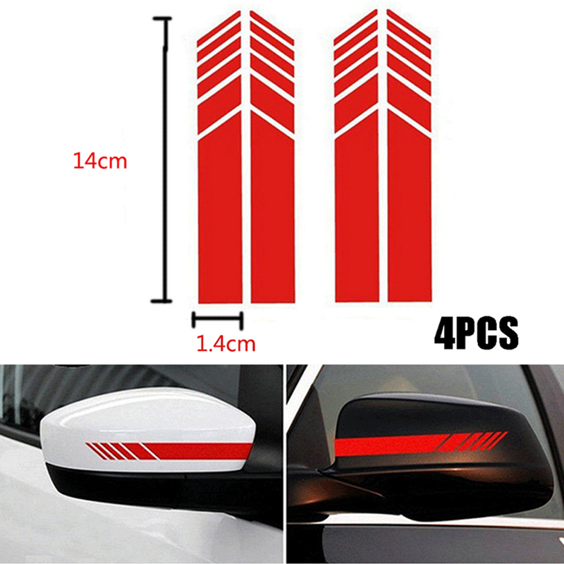 2 Pairs Red Stripe Vinyl Decal Sticker Fit For Car Rear View Side Wing Mirror Q