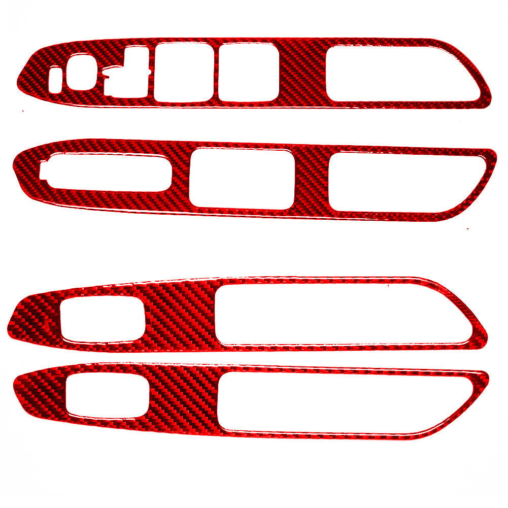 4Pcs Red Carbon Fiber Window Switch Panel Trim Cover for Subaru Forester 2005-08