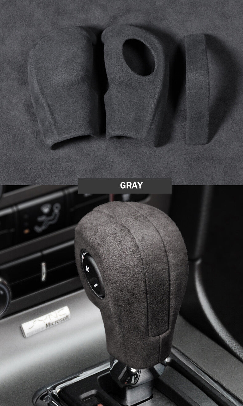  for ford  for Mustang 2009-2013 Black Alcantara Suede Gear Shift Knob Cover Trim Q