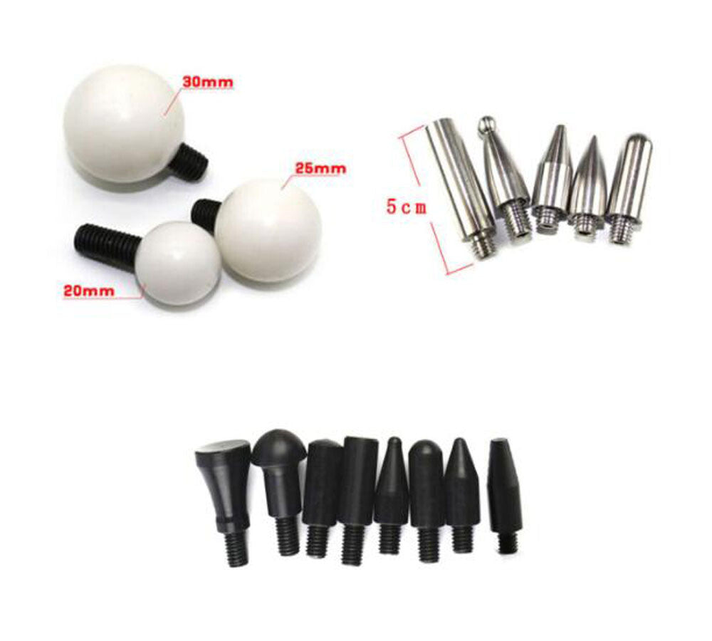 PDR -Paintless Dent Removal Tools, Rods, Hook Tools, Push Rod 16 Piece Tap Heads v
