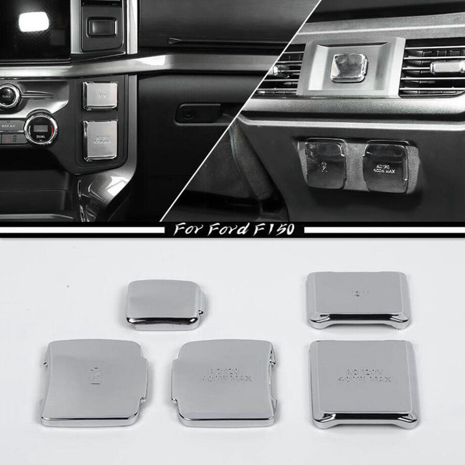 For 2021-2023 F150 ABS Chrome Front&Rear Power/USB Socket Cover Trim v