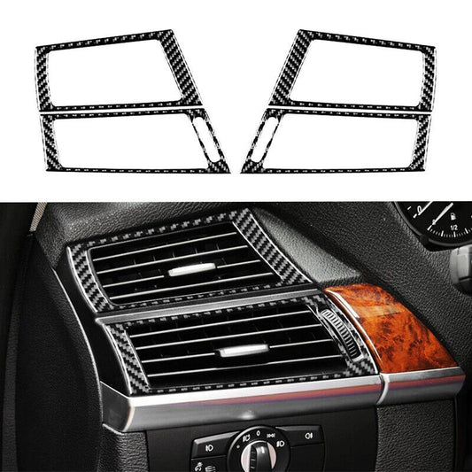 Real Carbon Fiber Car Air Vent Outlet Cover Trim for BMW X5 X6 E70 E71 2008-2013