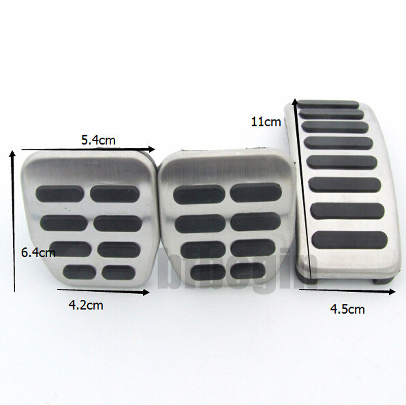 3-Piece Stainless Steel MT Footrest Pads for Volkswagen for Golf , for Jetta MK4, Polo, and Beetle