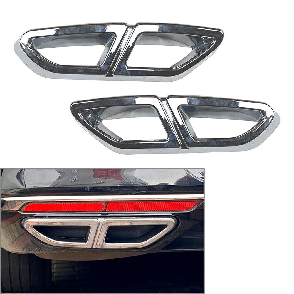 Rear Exhaust Muffler Tail Pipe Cover Trim for VW for Passat B8 2016-2019 Silver