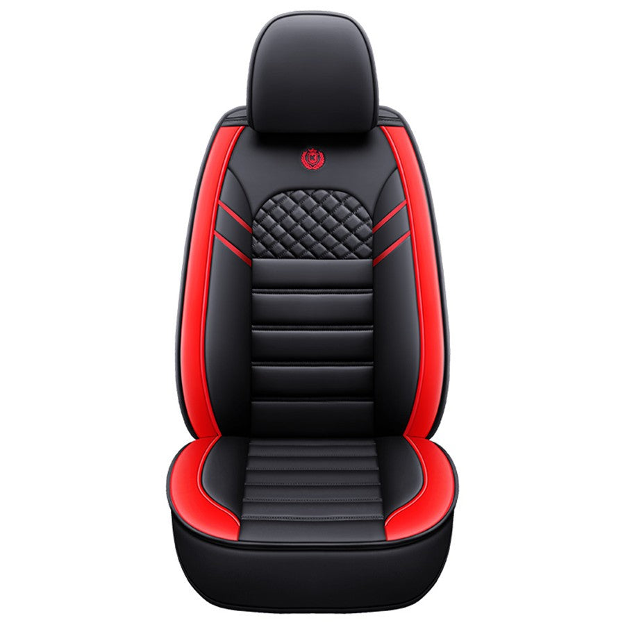 BlackRed PU Leather Car for Seat Covers Protector Cushion For 5-Seats Car 4 Seasons Q
