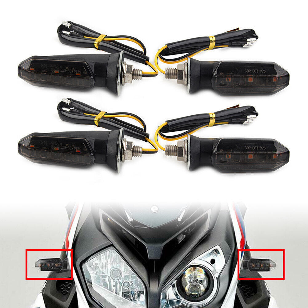 4X Motorcycle LED Smoke Turn Signal Lens Indicator Amber Blinker Light Universal Q