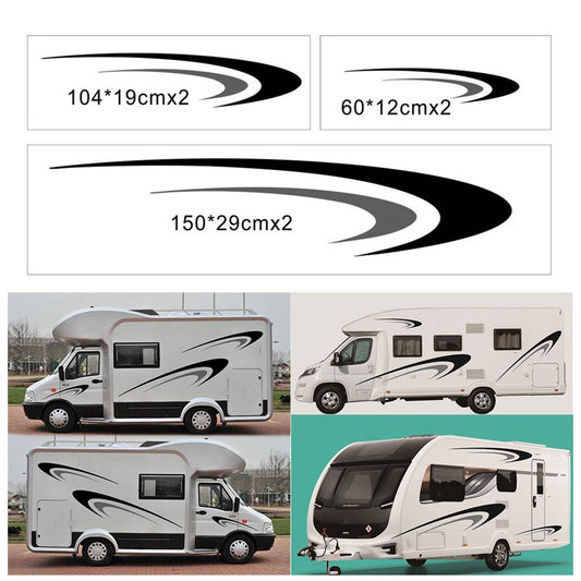 Black + Gray Stickers Body Side Vinyl Graphics Decals Kit For Camper RV Trailer Q