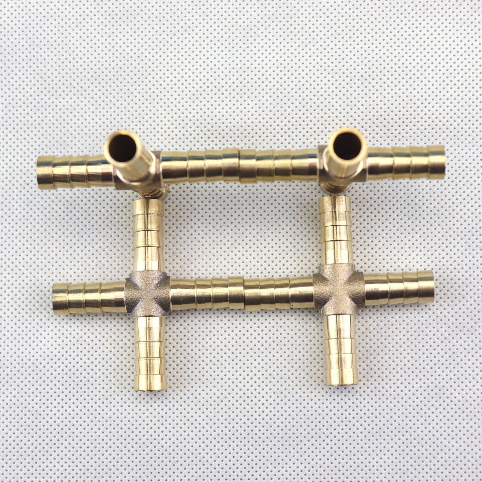 4-Piece Hose Rod 4-Way Cross Brass Fittings Threaded Gas Fuel Water Air 5/16 8mm