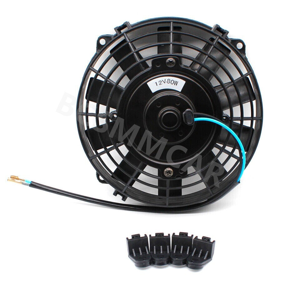 8in Car Slim Fan Push Pull Electric Radiator Cooling 12V Mount Auto Cooler Kit Q