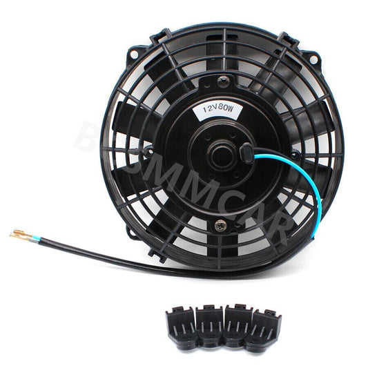 8in Car Slim Fan Push Pull Electric Radiator Cooling 12V Mount Auto Cooler Kit Q