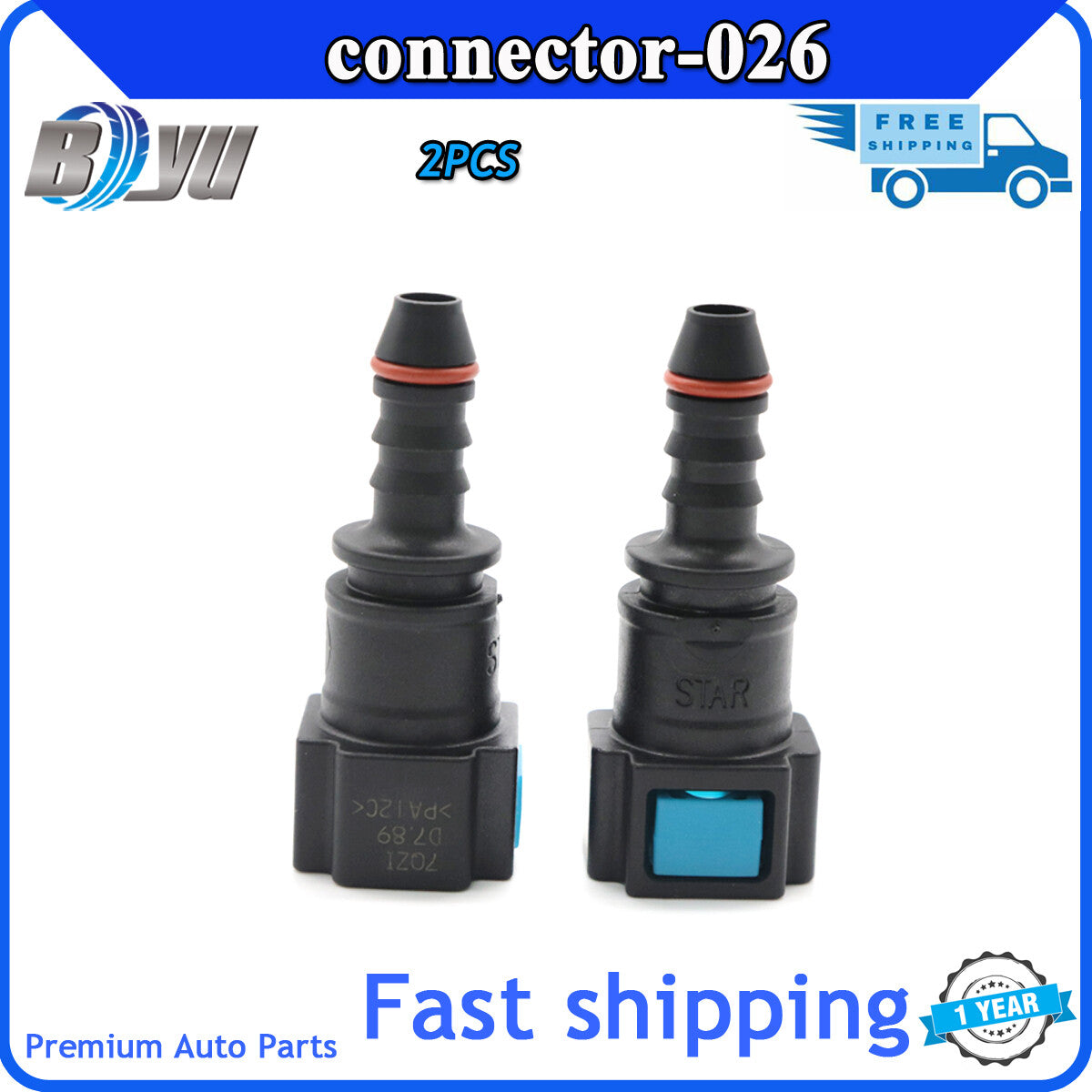 Universal 24.5mm fuel line connector fitting for pipe fittings, 7.89mm ID6 5/16 Q