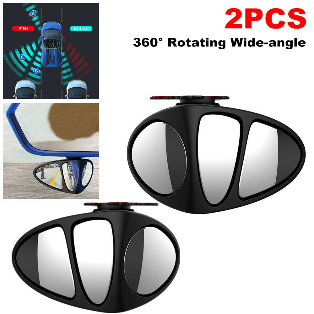2-Pack Universal Car 360° Rotating Wide-Angle Blind Spot Mirrors n