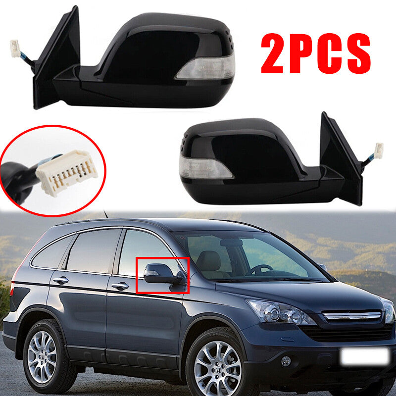 for HONDA CRV 2007-2011 Black Door Side Mirror W/ Signal Light Heated 9PIN LHRH