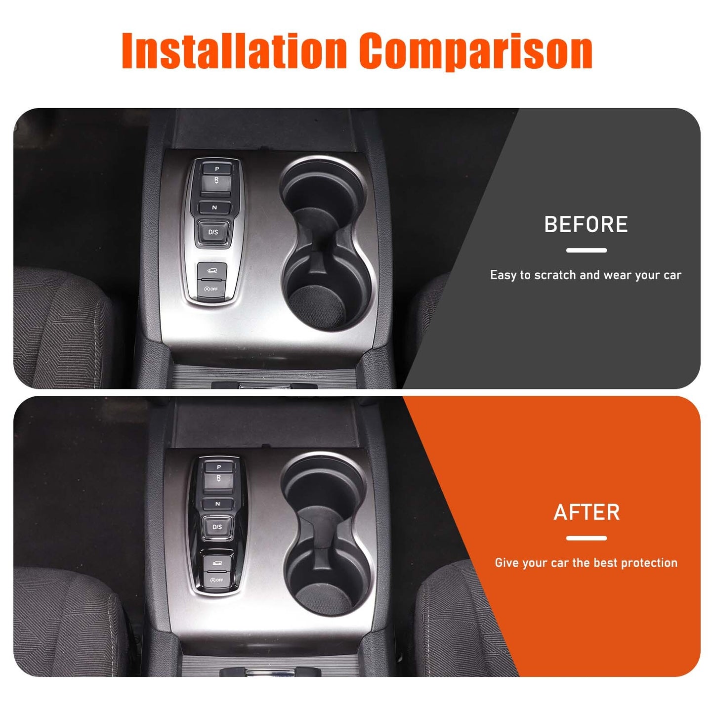 Gloss black interior gear shift button frame cover trim for Honda Pilot 2015-22- n