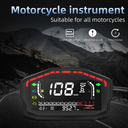 Motorcycle Universal LCD Display Tachometer Water Thermometer Display Dashboard